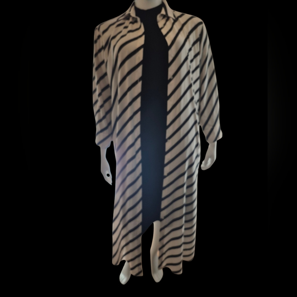 Classic  striped Black and White Long Shirt Stlyed Dress